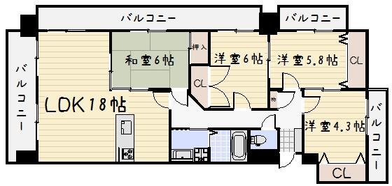 シャトレ大手町Ｓ棟の間取り