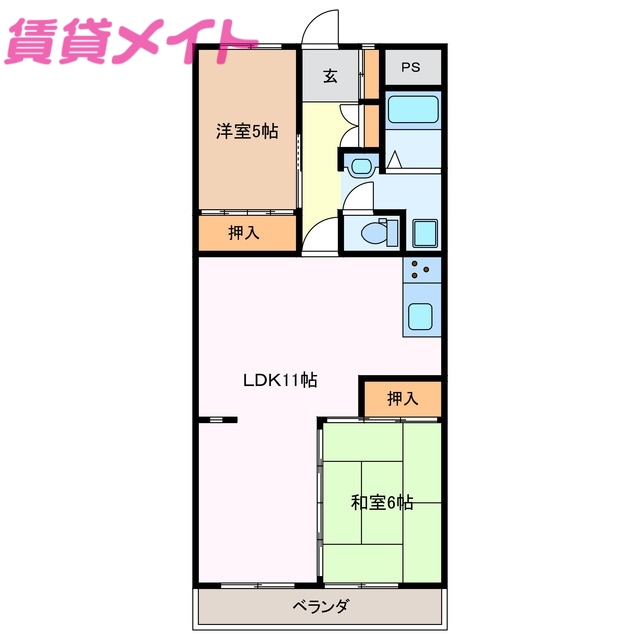 鈴鹿市大池のマンションの間取り