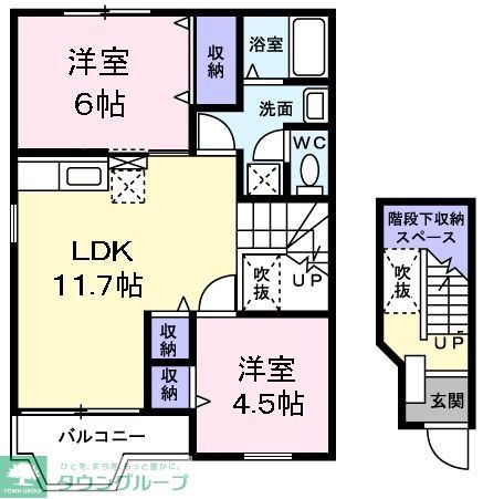 青梅市畑中のアパートの間取り