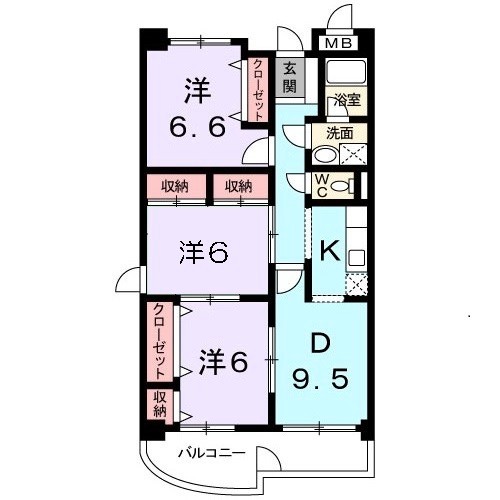 ＪＲ山陽本線 松永駅 徒歩10分 5階建 築26年の間取り写真