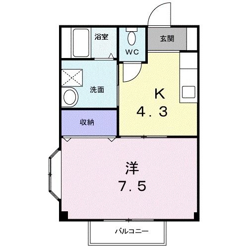 鹿児島市桜ヶ丘のアパートの間取り