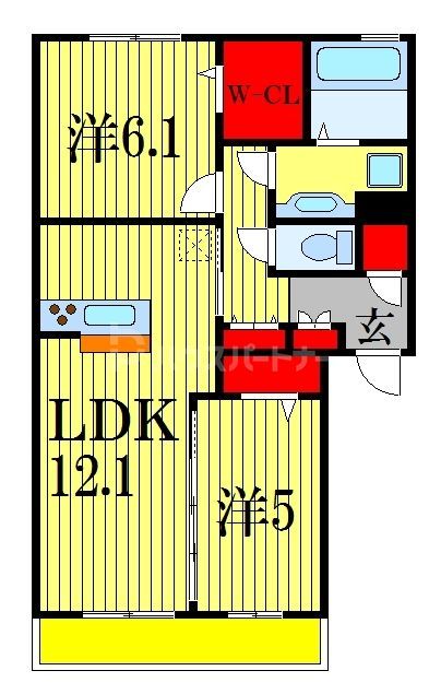 市川市二俣のアパートの間取り