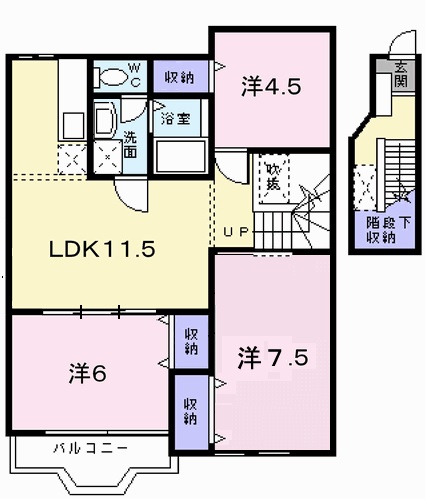 姫路市飾磨区城南町のアパートの間取り