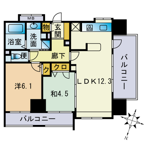 モントーレブルー・ラ・メールＦｕｋｕｏｋａ・クルーズ棟の間取り