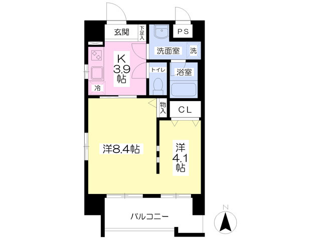 松山市清水町のマンションの間取り