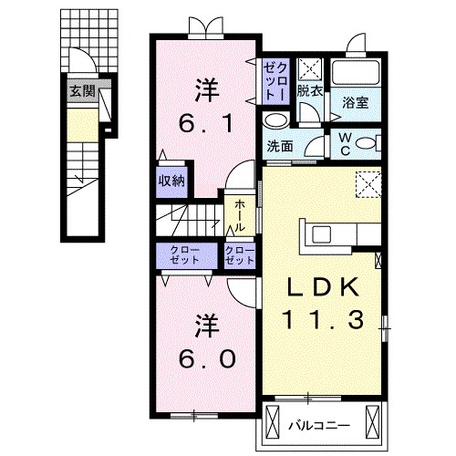 日置市伊集院町下谷口のアパートの間取り