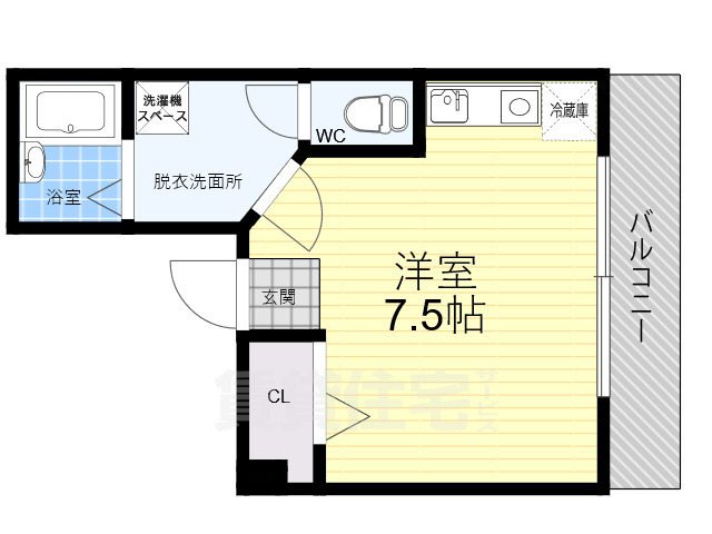 【京都市中京区西ノ京職司町のマンションの間取り】