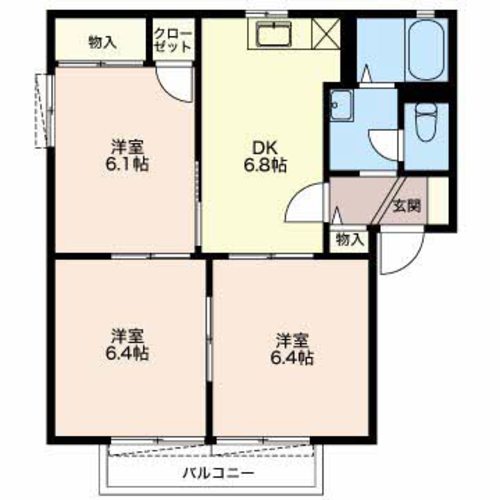 【伊豆の国市三福のアパートの間取り】