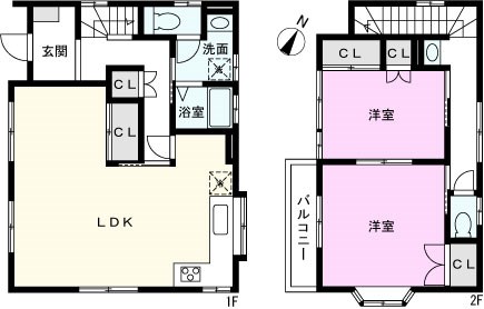 越谷市神明町２丁目戸建の間取り