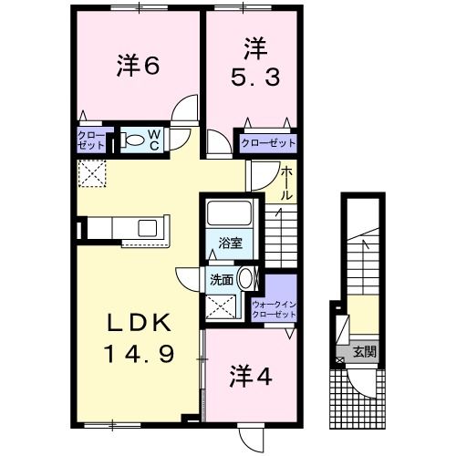 名寄市西三条北のアパートの間取り