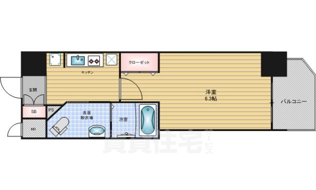 大阪市中央区瓦屋町のマンションの間取り