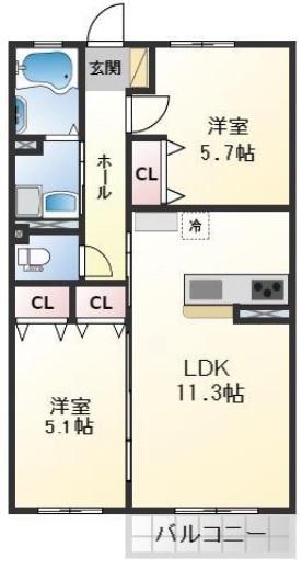 相生市向陽台のアパートの間取り