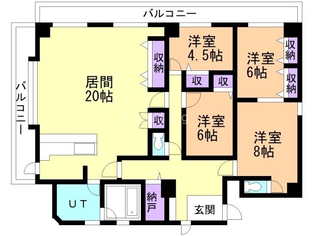 札幌市北区北二十一条西のマンションの間取り