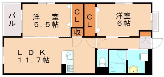 遠賀郡岡垣町野間南のマンションの間取り