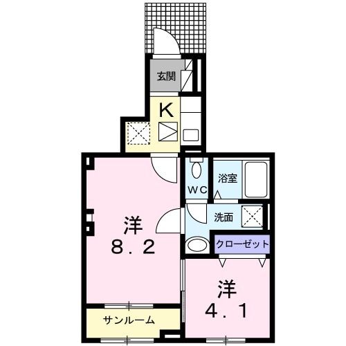 北九州市門司区大里戸ノ上のアパートの間取り