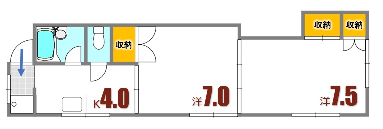 広島市南区青崎のアパートの間取り