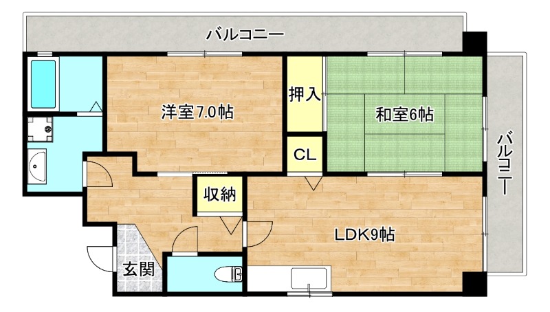 大阪市生野区林寺のマンションの間取り