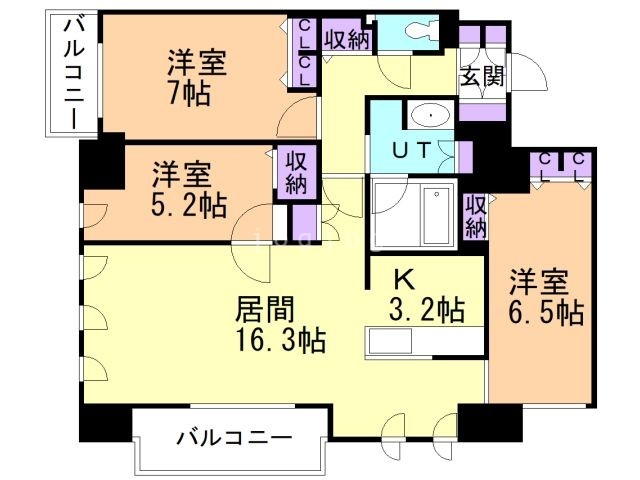 北広島市中央のマンションの間取り