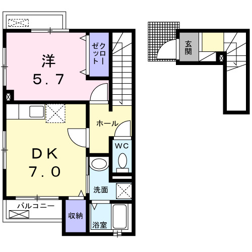 高知市宝町のアパートの間取り