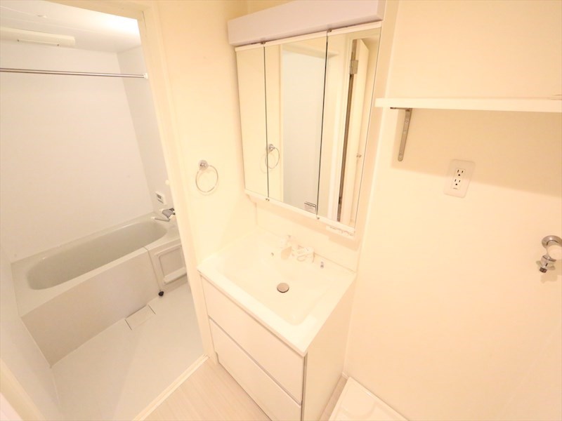 洗面設備　脱衣所　独立洗面台（シャンプードレッサー付）収納スペース有