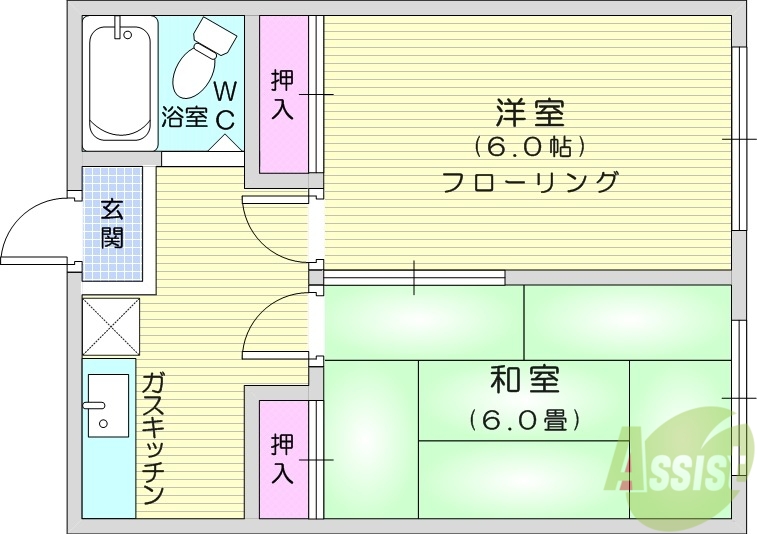 仙台市太白区秋保町湯元のアパートの間取り