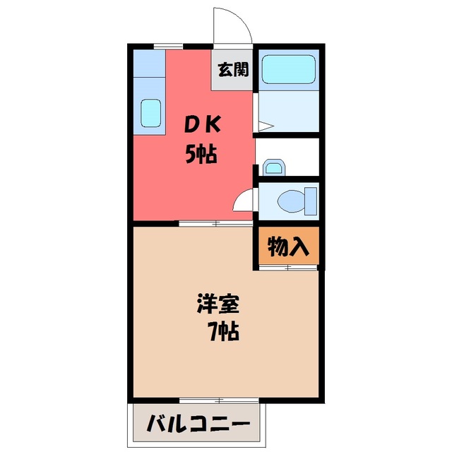 塩谷郡高根沢町大字宝積寺のアパートの間取り