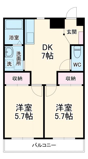 磐田市向笠竹之内のマンションの間取り