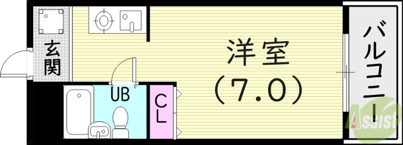 西宮市安井町のマンションの間取り