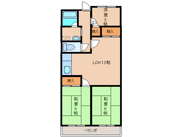 奈良市登美ヶ丘のマンションの間取り