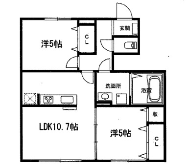 姫路市大津区西土井のアパートの間取り