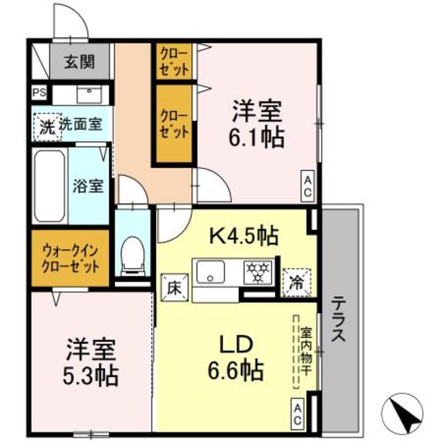 【相模原市中央区共和のアパートの間取り】