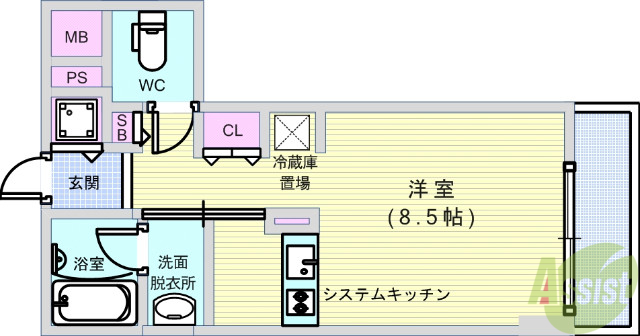 【大阪市西区南堀江のマンションの間取り】