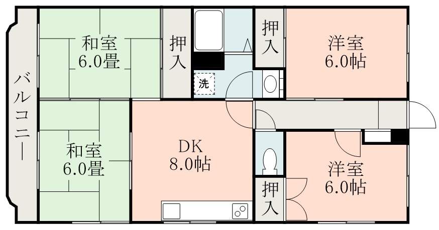 鹿児島市紫原のマンションの間取り