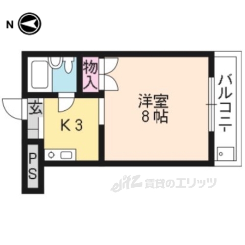 京都市伏見区深草西浦町７丁目のマンションの間取り