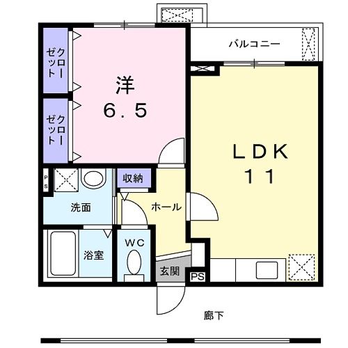 城陽市平川のアパートの間取り