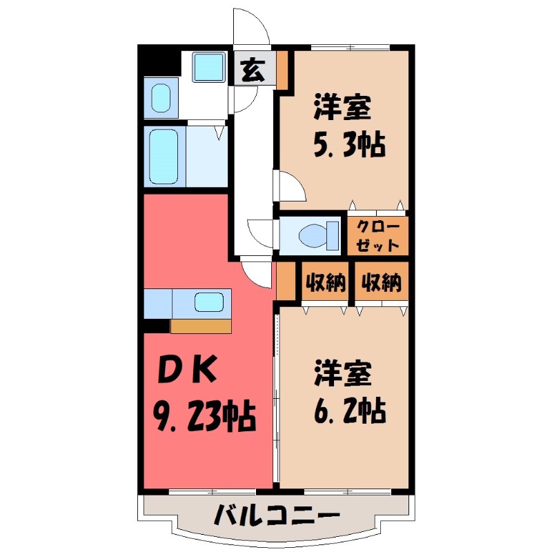 宇都宮市上御田町のマンションの間取り