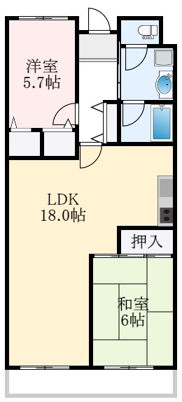 大阪狭山市東茱萸木のマンションの間取り