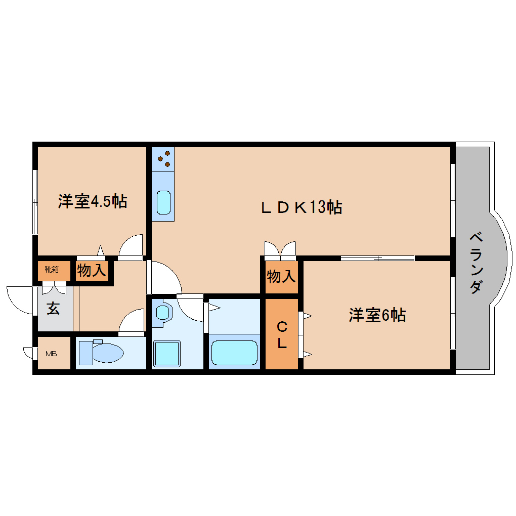 葛城市北花内のマンションの間取り