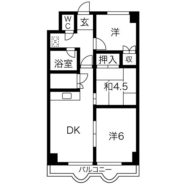 札幌市北区北二十二条西のマンションの間取り