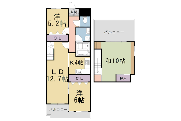 京都市左京区一乗寺地蔵本町のマンションの間取り