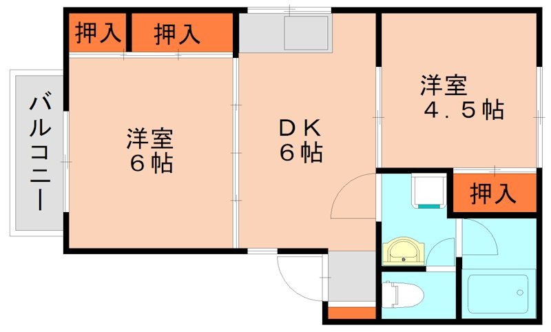 糟屋郡志免町片峰中央のアパートの間取り