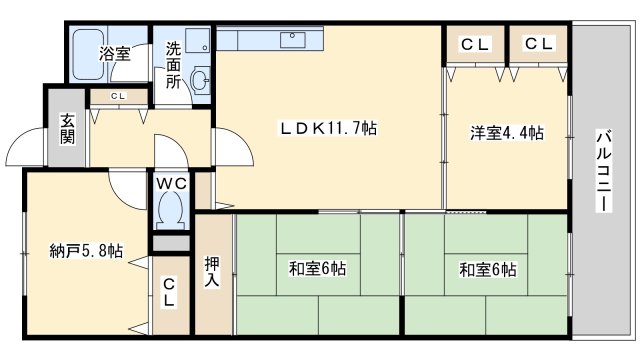 高槻市西真上のマンションの間取り