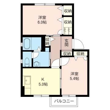 下都賀郡野木町大字丸林のアパートの間取り