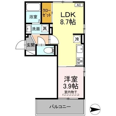 （仮）D-ROOM中央市中楯　A棟の間取り