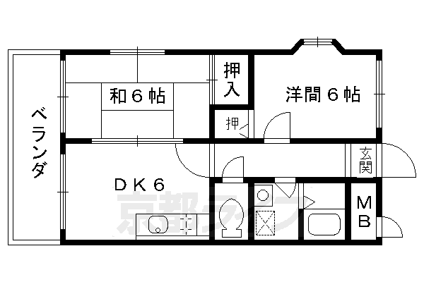 京都市南区上鳥羽苗代町のマンションの間取り