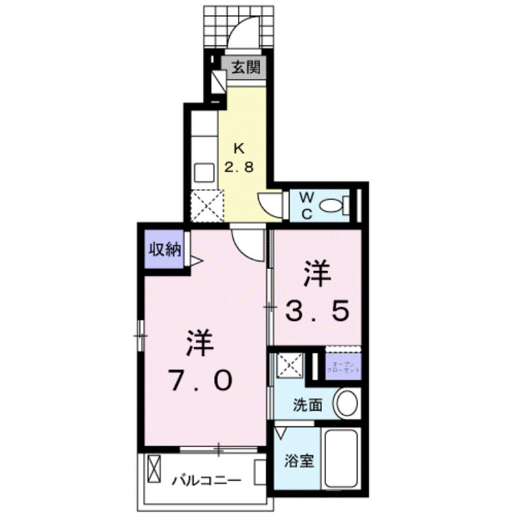 米子市陰田町のアパートの間取り