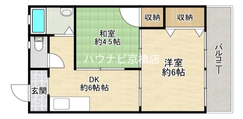地下鉄長堀鶴見緑地線 蒲生四丁目駅 徒歩8分 4階建 築39年の間取り写真