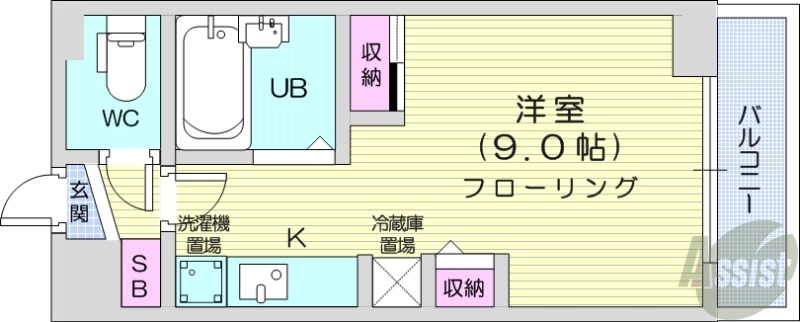 札幌市中央区北四条西のマンションの間取り