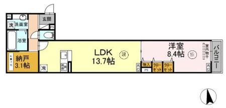 荒川区東日暮里のアパートの間取り