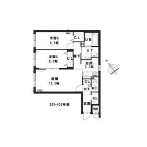 札幌市北区新琴似一条のマンションの間取り